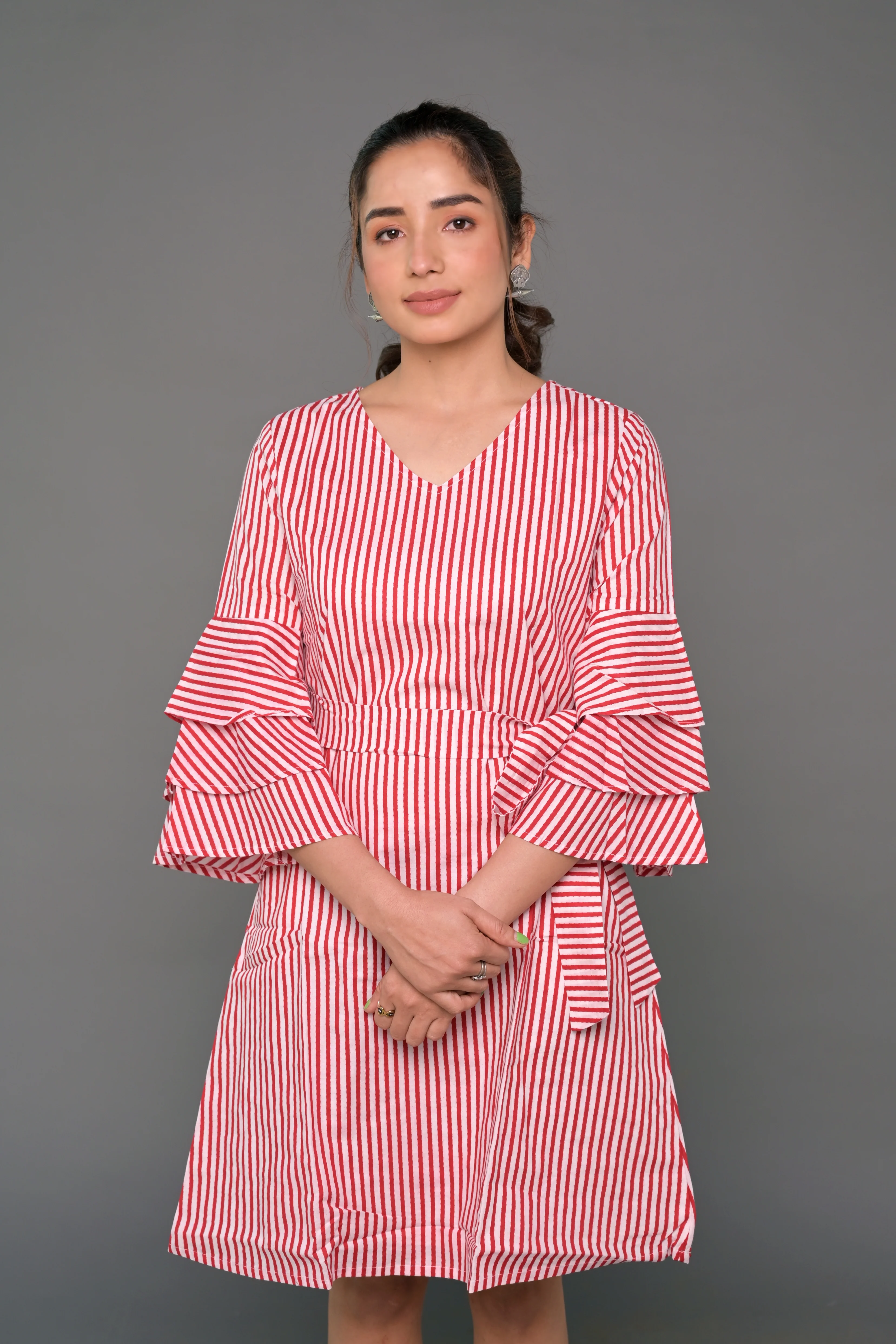 White & Red 'Spectacular' Striped Cotton Dress - Image 5