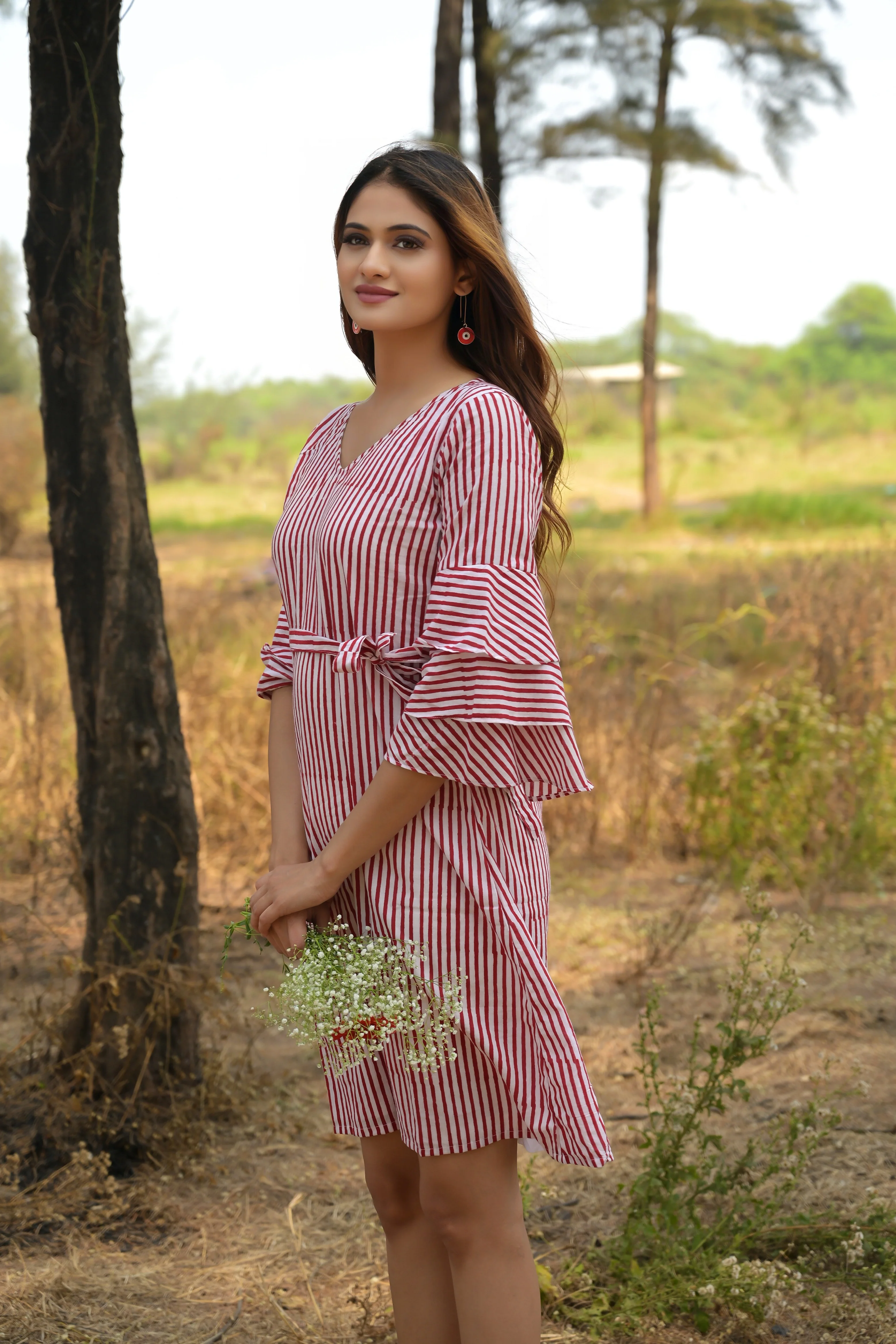 White & Red 'Spectacular' Striped Cotton Dress - Image 6