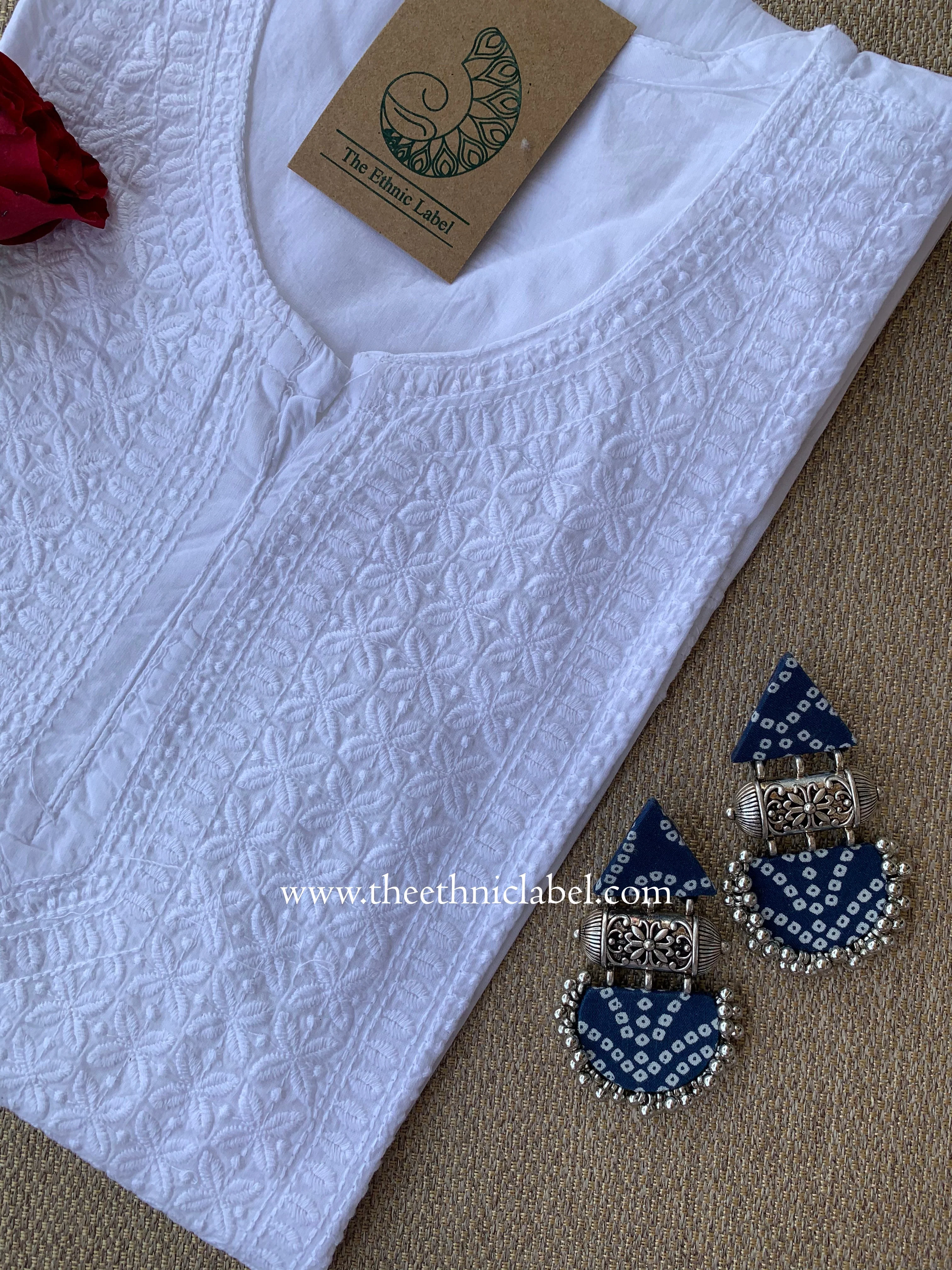 "Zarf" Chikankari Cotton Short kurti - Image 4