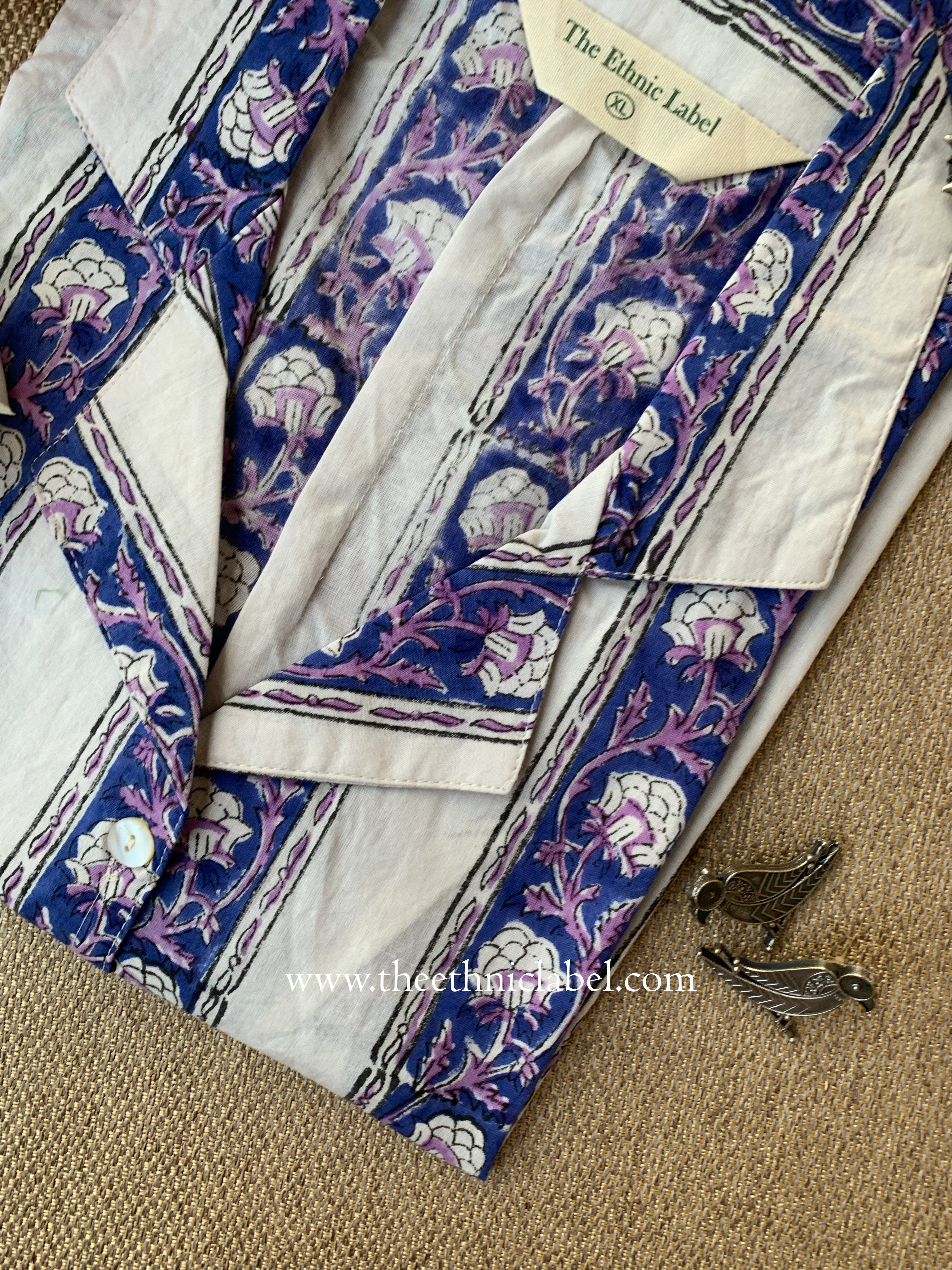 "Zinnia" Hand Block Printed Cotton Shirt - Image 3