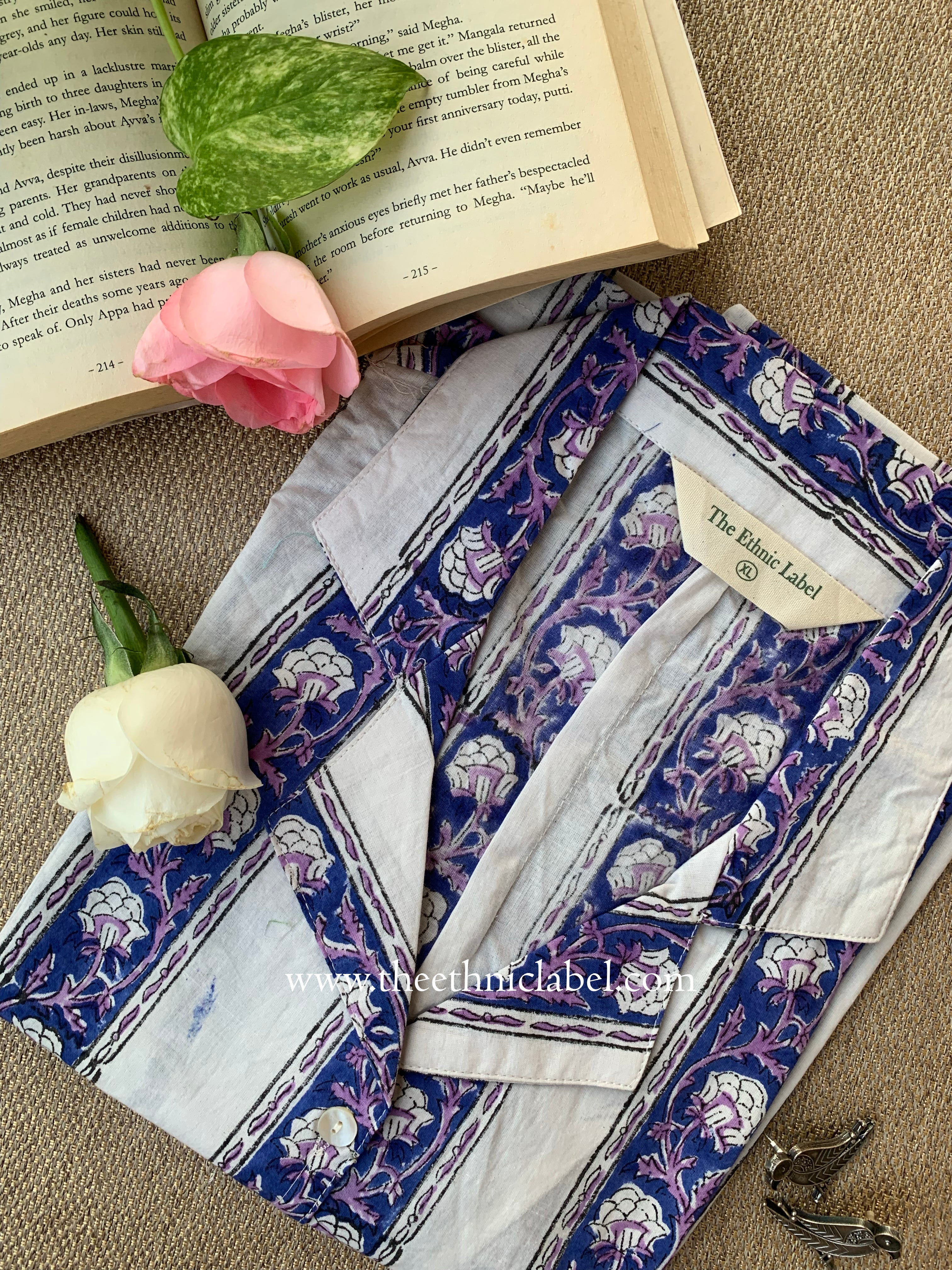 "Zinnia" Hand Block Printed Cotton Shirt - Image 5